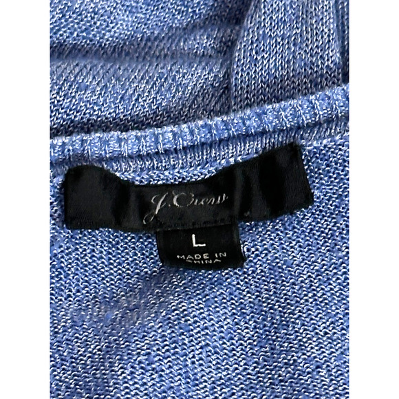 J Crew Women's Blue Deep V Neck Linen Button Hem Long Sleeve Sweater Large - Picture 8 of 9